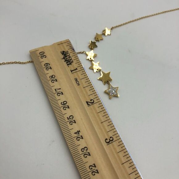 18K Gold Plated Women's Cascading Stars Necklace Cubic Zirconia Accent - Picture 10 of 10